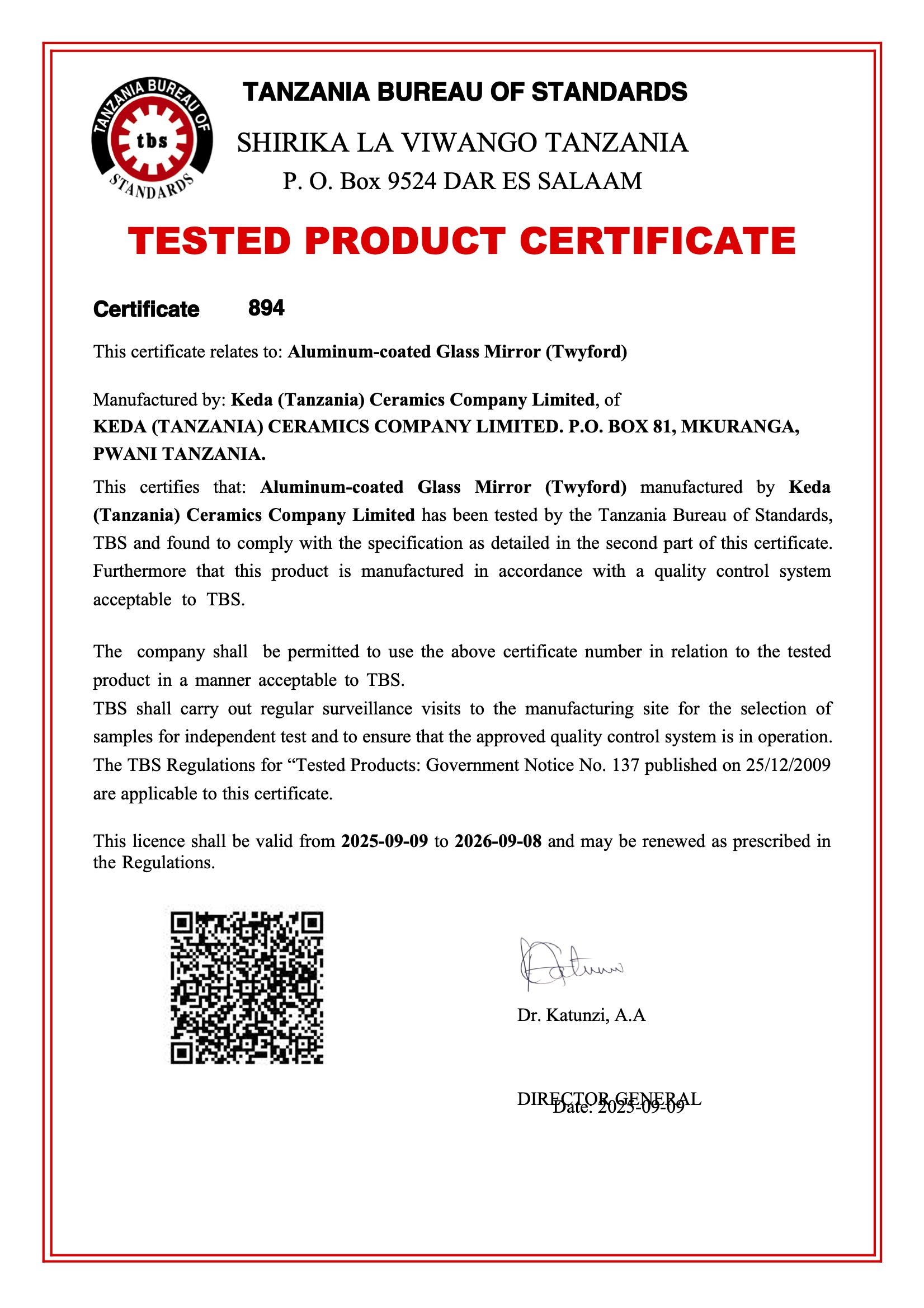 TBS Licence for Mirror